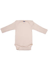 Long-sleeved bodysuit for newborns in wool, organic cotton and silk