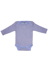 Long-sleeved bodysuit for newborns in wool, organic cotton and silk