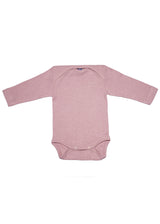 Long-sleeved bodysuit for newborns in wool, organic cotton and silk