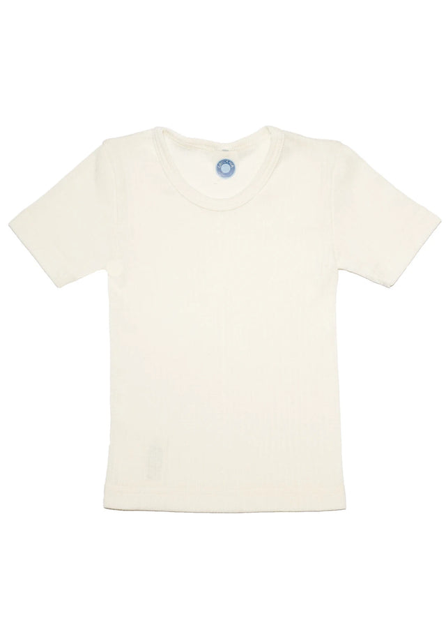 Short sleeve t-shirt for children in wool, organic cotton and silk