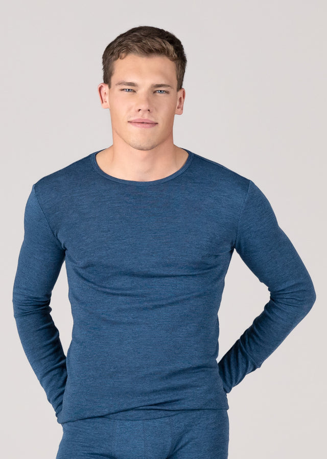 Liam MidBlue Men's Sweater in Organic Wool and Organic Cotton