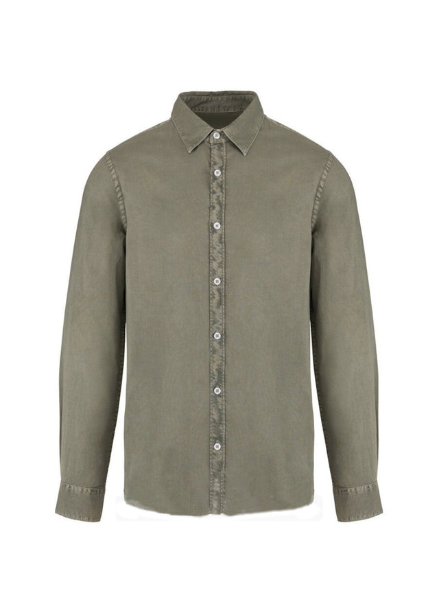 Camicia Washed Pale Khaki da uomo in puro cotone biologico