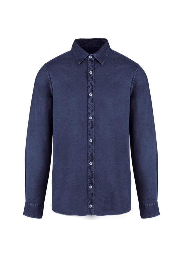 Camicia Washed Navy da uomo in puro cotone biologico