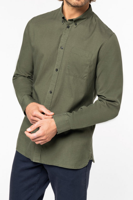 Camicia Washed Khaki da uomo in  Lyocell TENCEL e cotone bio