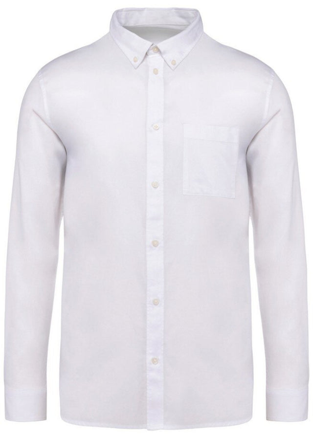 Washed white men's shirt in Lyocell TENCEL and organic cotton