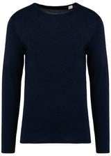 Blue crew-neck sweater for men in Lyocell TENCEL and organic cotton