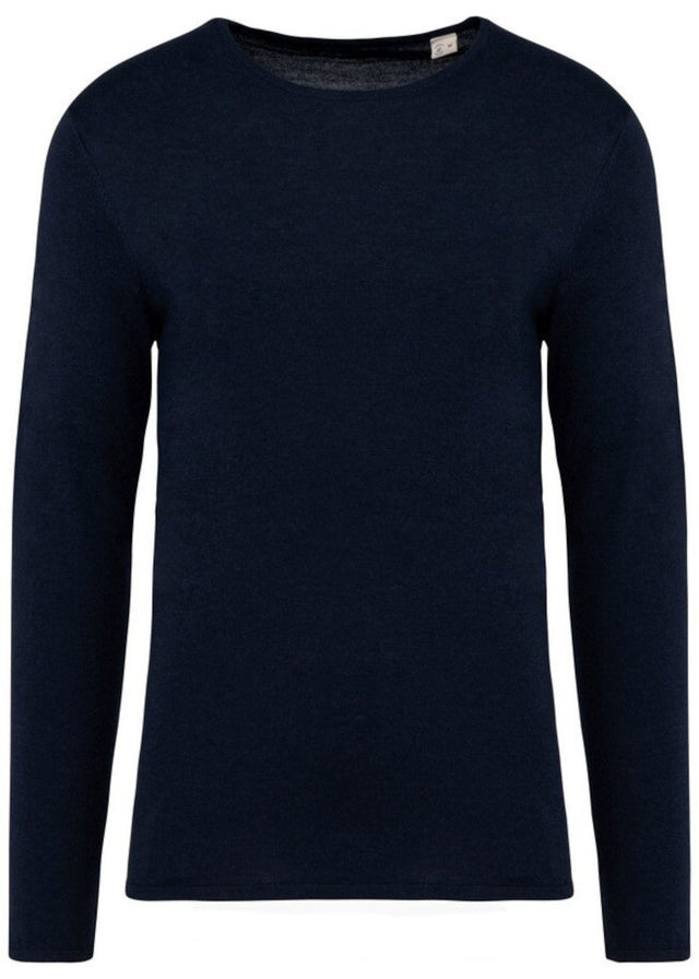 Blue crew-neck sweater for men in Lyocell TENCEL and organic cotton