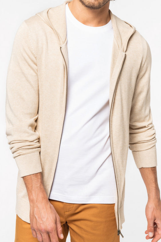 Pullover cappuccio Beige da uomo in  Lyocell TENCEL e cotone bio