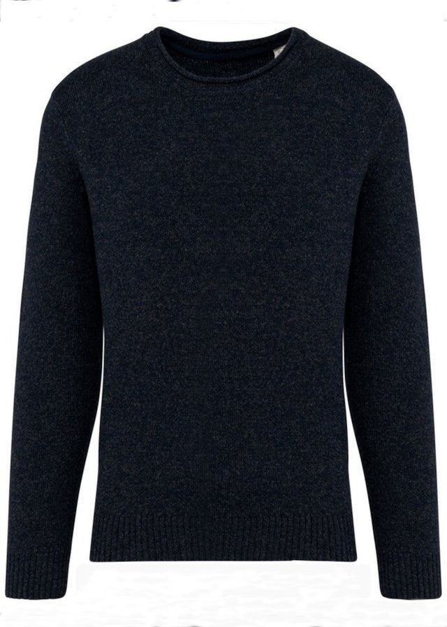 Blue rolled neck sweater for men in responsible merino wool