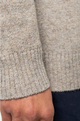 Beige men's roll neck sweater in responsible merino wool