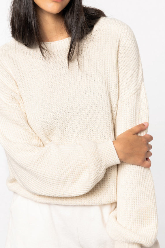 Ivory Oversized sweater for women in merino wool and organic cotton