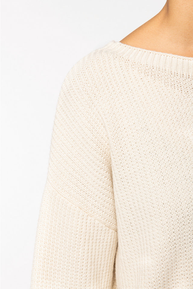 Ivory Oversized sweater for women in merino wool and organic cotton