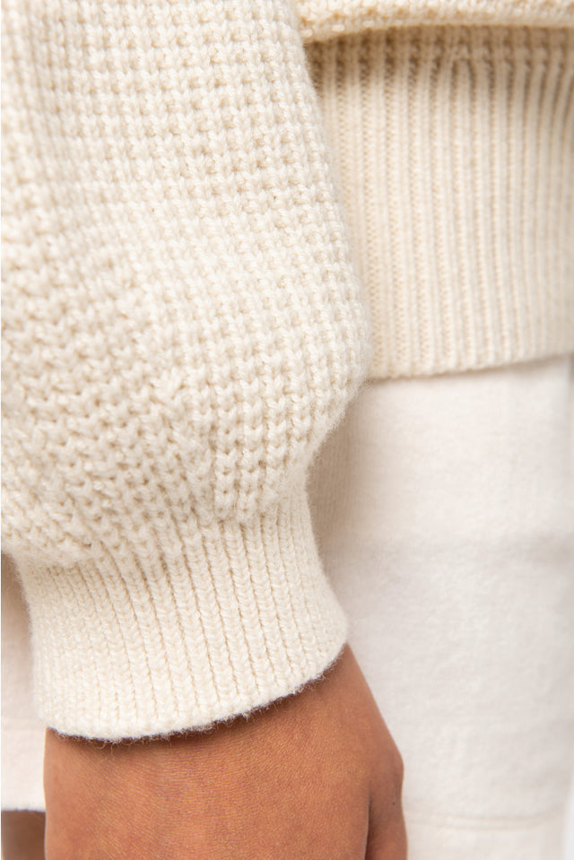 Ivory Oversized sweater for women in merino wool and organic cotton