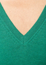 Emerald V-neck sweater for women in Lyocell TENCEL and organic cotton