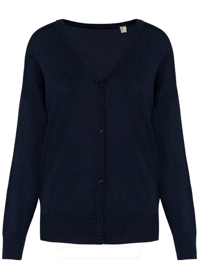 Cardigan a V blu da donna in Lyocell TENCEL e cotone bio