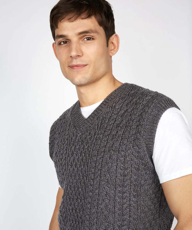 Birch Aran unisex vest in pure merino wool