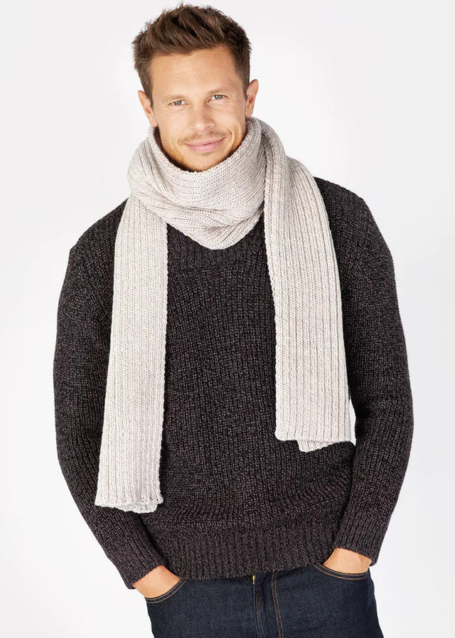 Unisex ribbed scarf in pure merino wool