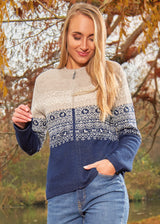 Carla blue melange women's alpaca cardigan