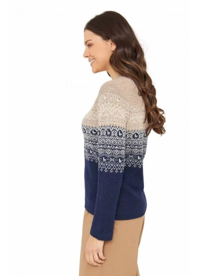 Carla blue melange women's alpaca cardigan