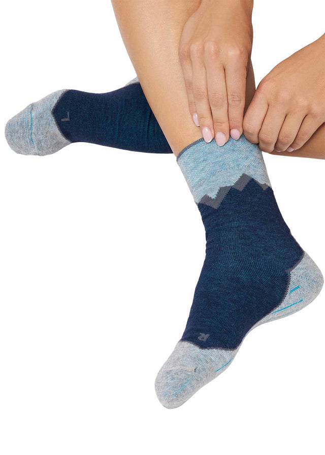 Unisex melange blue hiking socks in baby alpaca