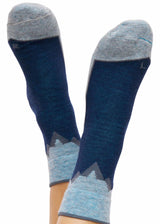 Unisex melange blue hiking socks in baby alpaca