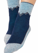 Unisex melange blue hiking socks in baby alpaca