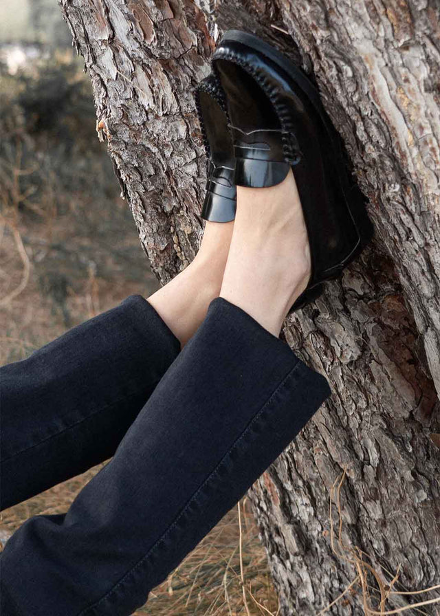 Callen Black moccasin shoes for women in leather 