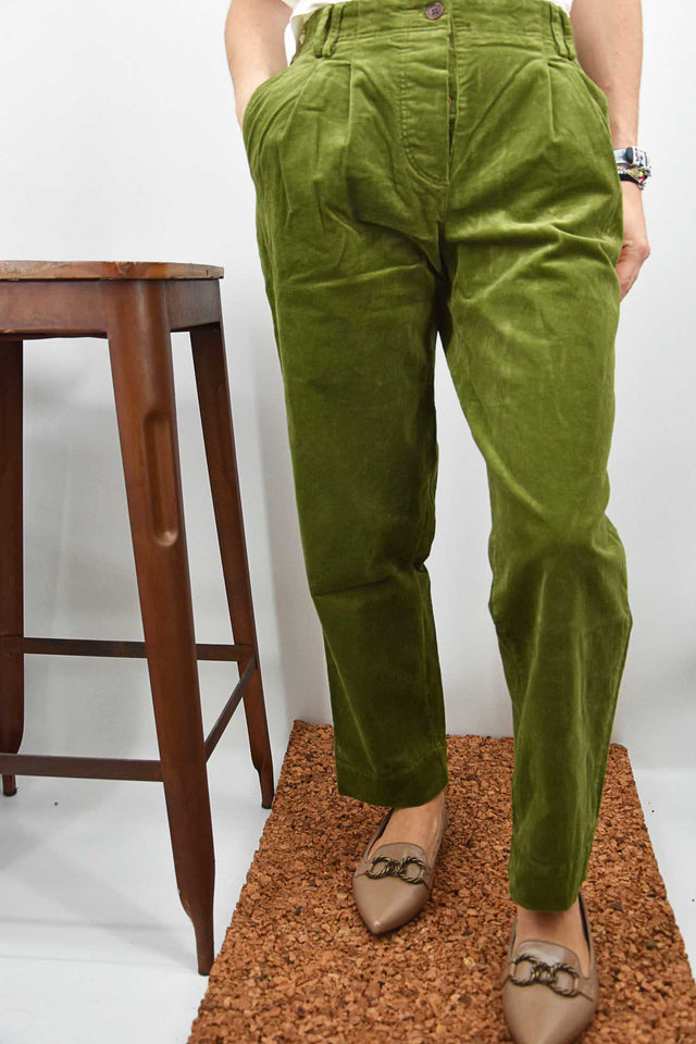 Frisa Pine women's trousers in organic cotton velvet