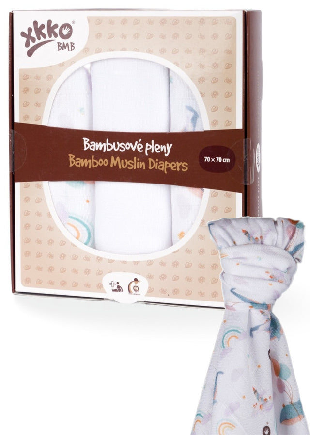 Sky Whale bamboo muslins 3 pieces 70x70 cm