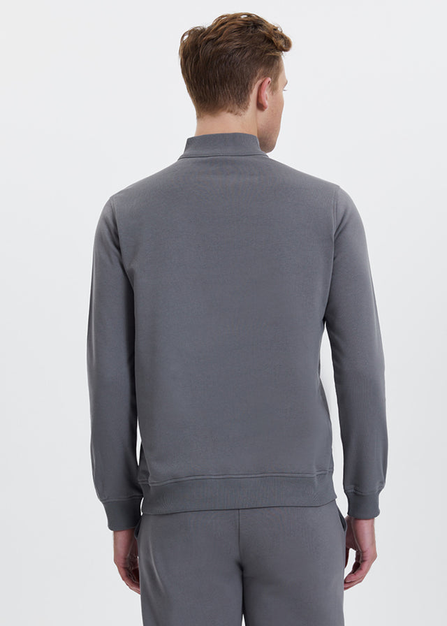 Felpa Half Zip Grey da uomo in puro cotone organico