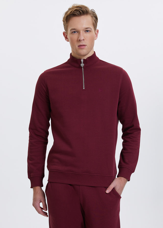 Felpa Half Zip Cabernet da uomo in puro cotone organico