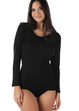 Long sleeve women's underwear shirt in wool and silk