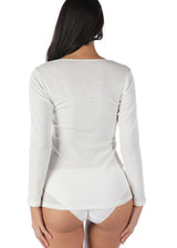 Long sleeve women's underwear shirt in wool and silk