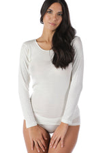 Long sleeve women's underwear shirt in wool and silk