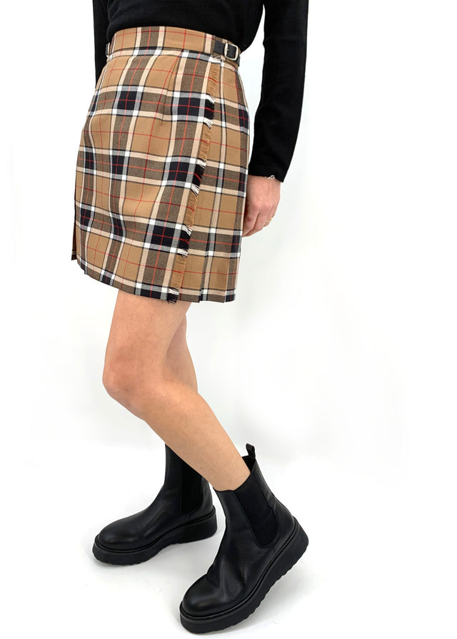 Irish kilt micro Camel Black in pure wool