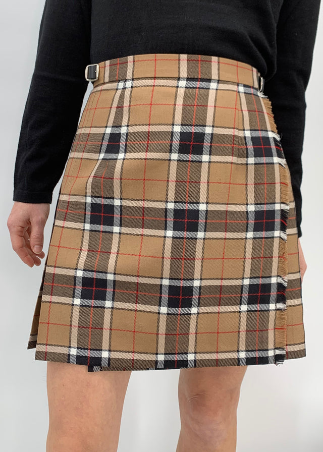 Irish kilt micro Camel Black in pure wool