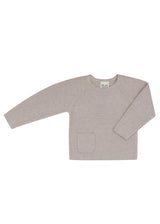 Tan sweater with pocket for children in organic cotton and silk