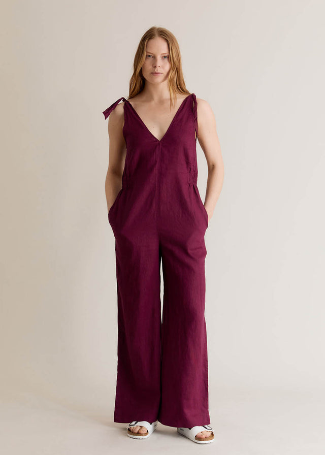 Jumpsuit Floss in puro Lino biologico - Berry