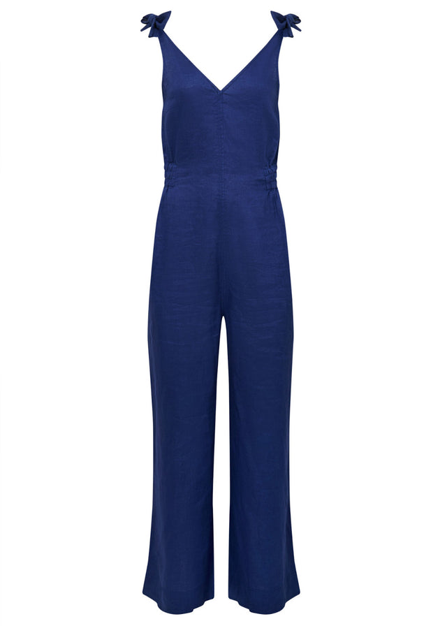 Floss jumpsuit in pure organic linen - Navy