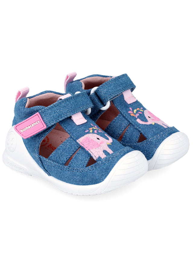 Baby Elephant sandals for girls in ergonomic and natural cotton