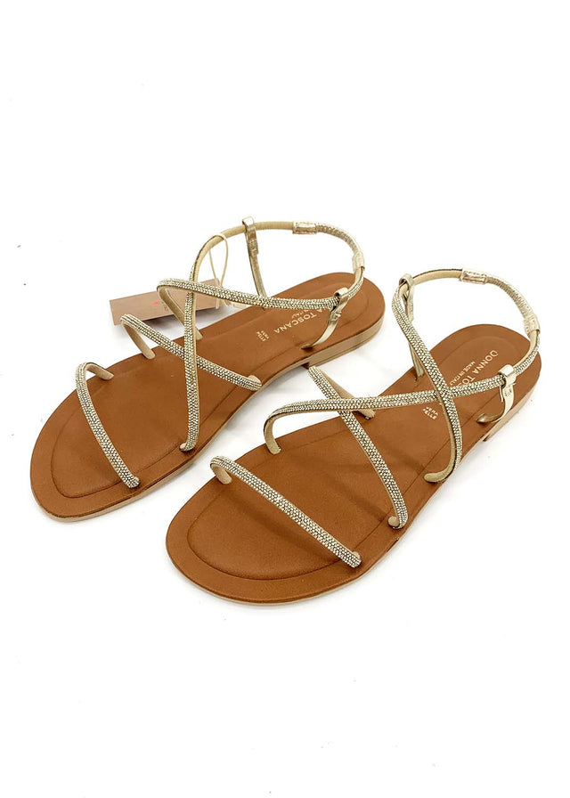 Lido platinum rhinestone sandals for women in natural leather