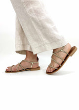 Lido platinum rhinestone sandals for women in natural leather