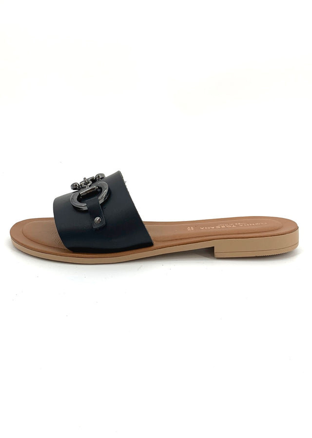 Black Lido slipper for women in natural leather