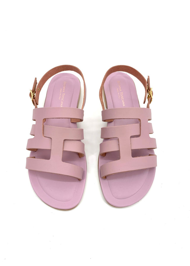 Pink Sparta sandals for women in natural leather