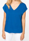 Oversized V-neck women's T-shirt in organic cotton