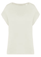 Oversized V-neck women's T-shirt in organic cotton