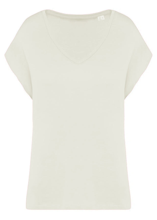 Oversized V-neck women's T-shirt in organic cotton