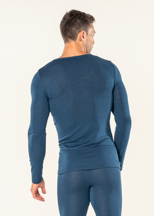 Liam MidBlue Men's Sweater in Organic Wool and Organic Cotton