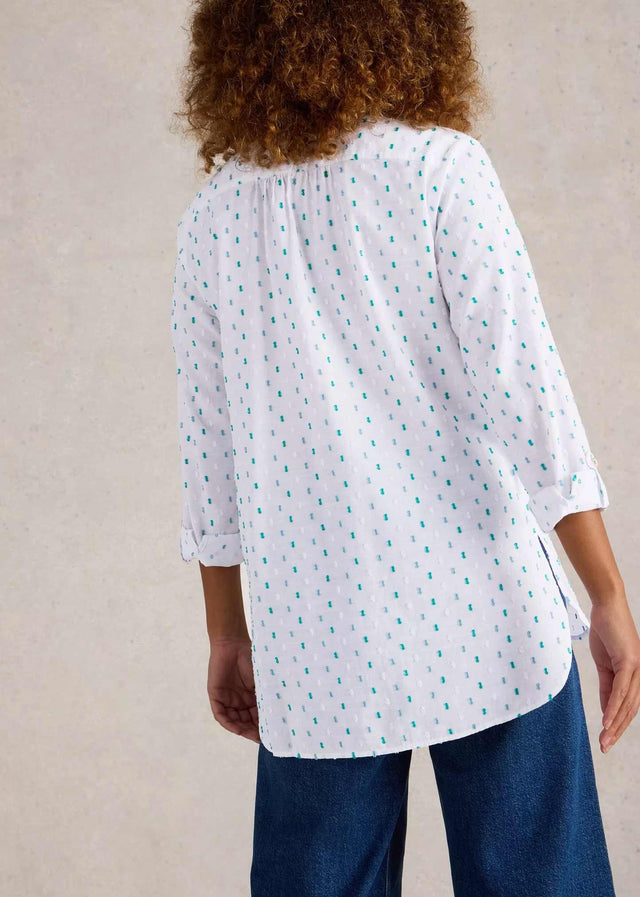 White Sophie shirt with organic cotton embroidery