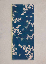 Blue scarf with cherry blossom design in Viscose and Organic Cotton